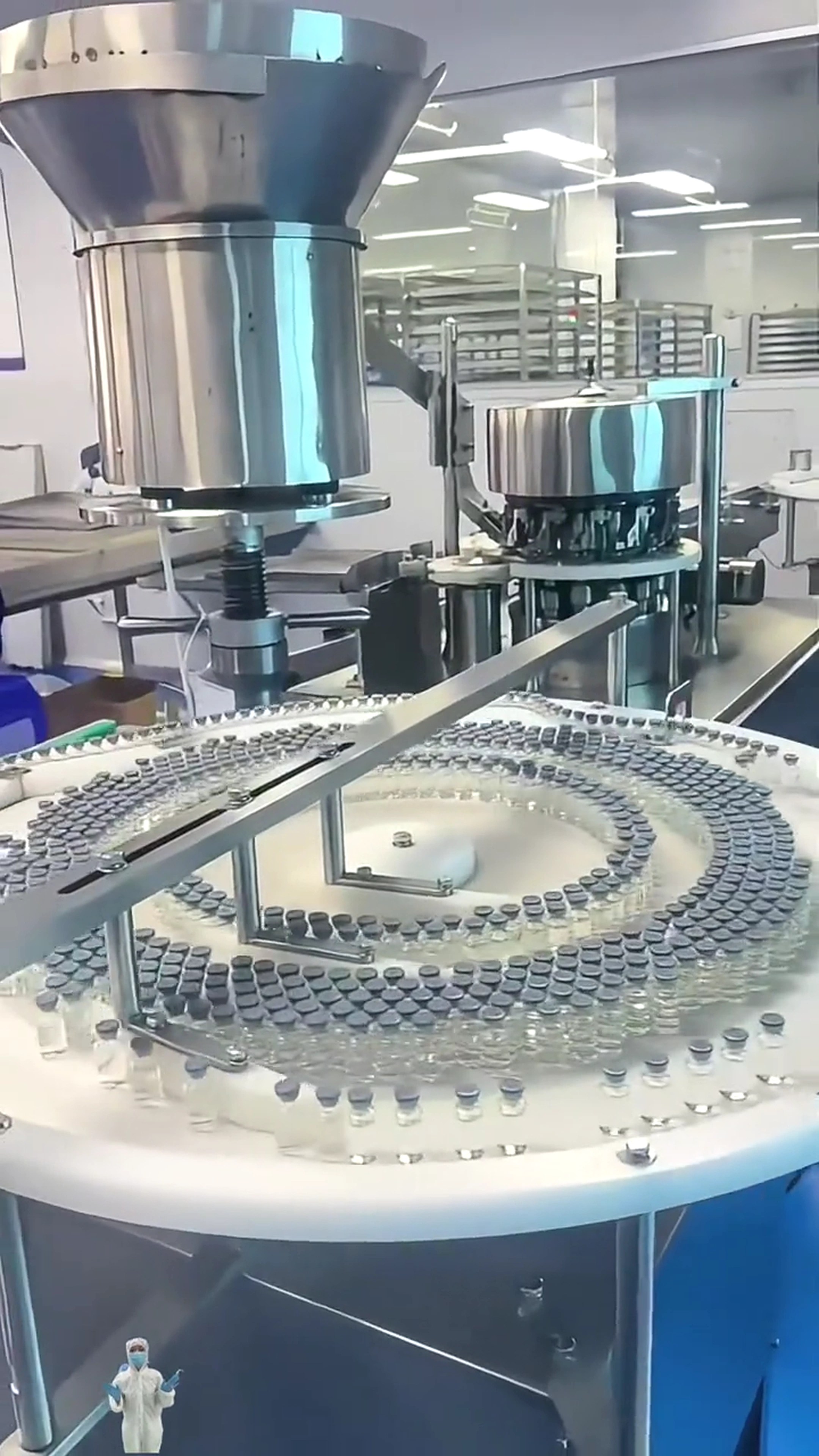Vial packaging equipment in the factory