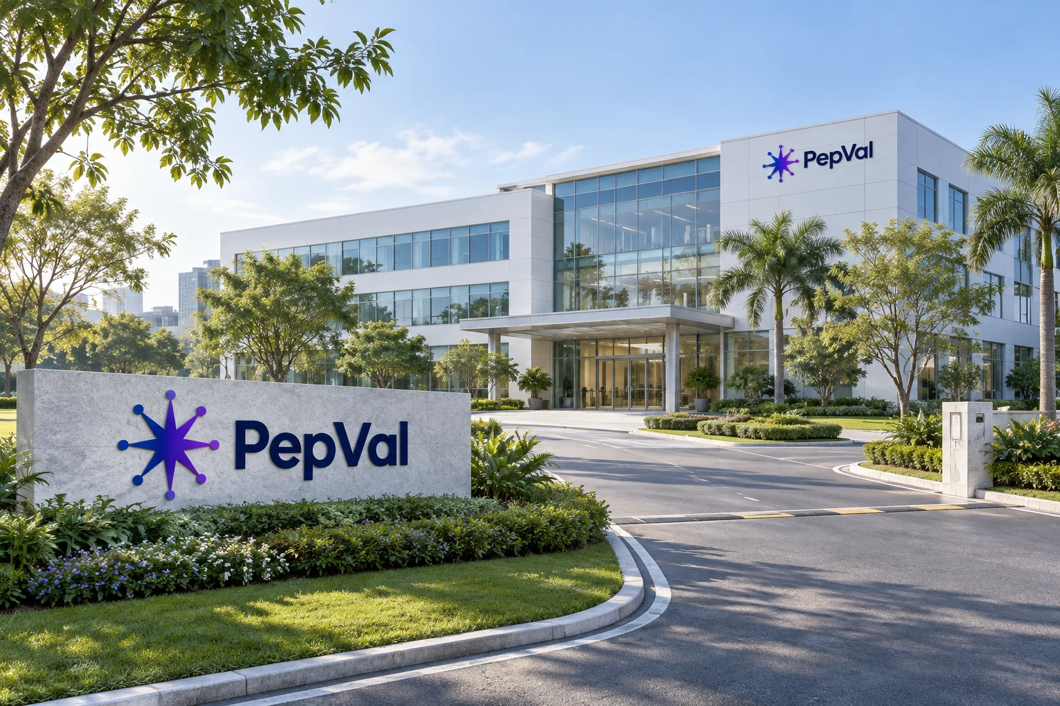 PepVal factory entrance brand concept